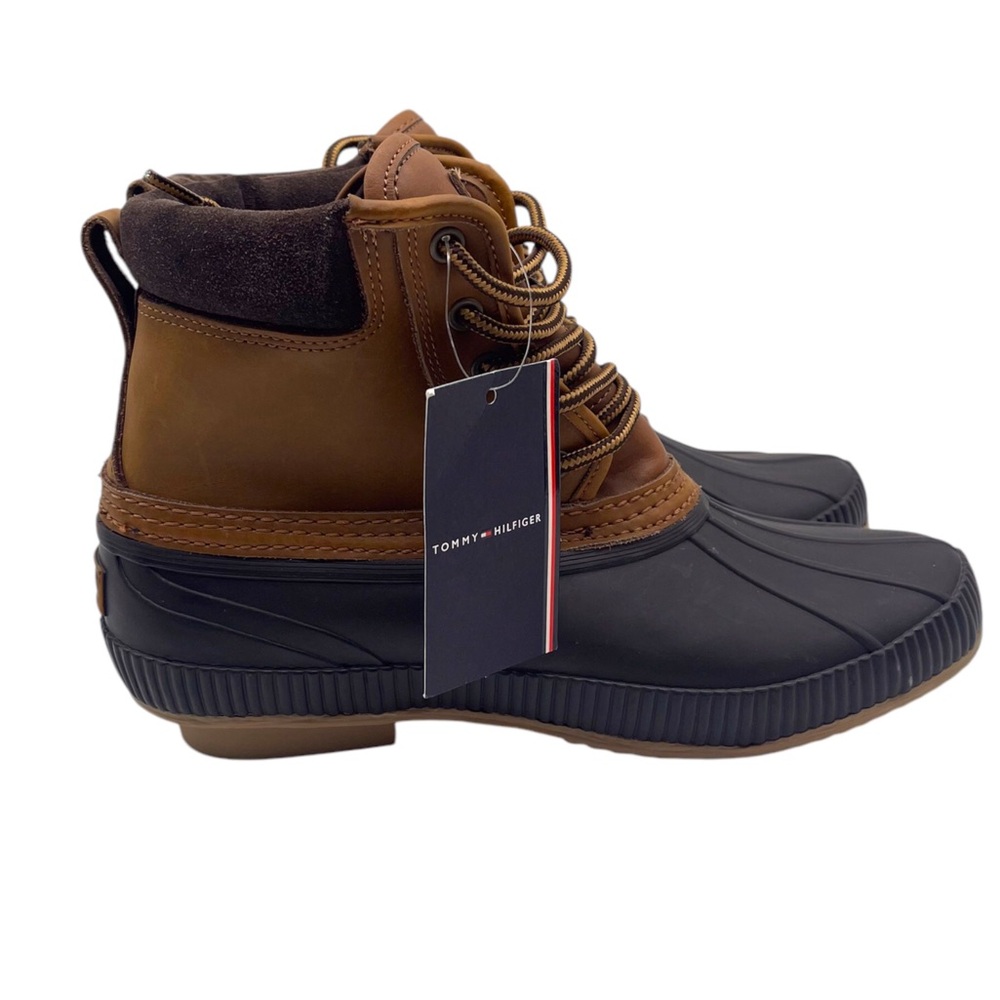 Tommy Hilfiger TMCasey Brown Leather Rubber Snow/Rain Duck Boots Men sz 10 NWOB